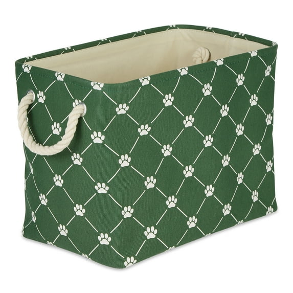 DII Polyester Pet Bin Trellis Paw Hunter Green Rectangle Small