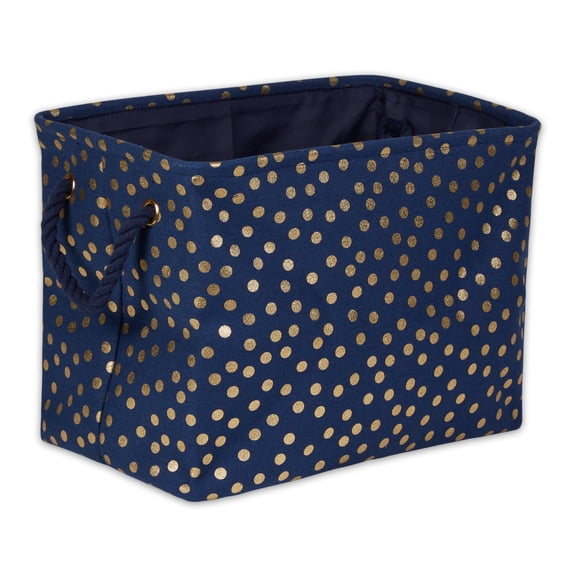 DII Polyester Storage Bin, Gold Metallic with Handles, Medium, Nautical