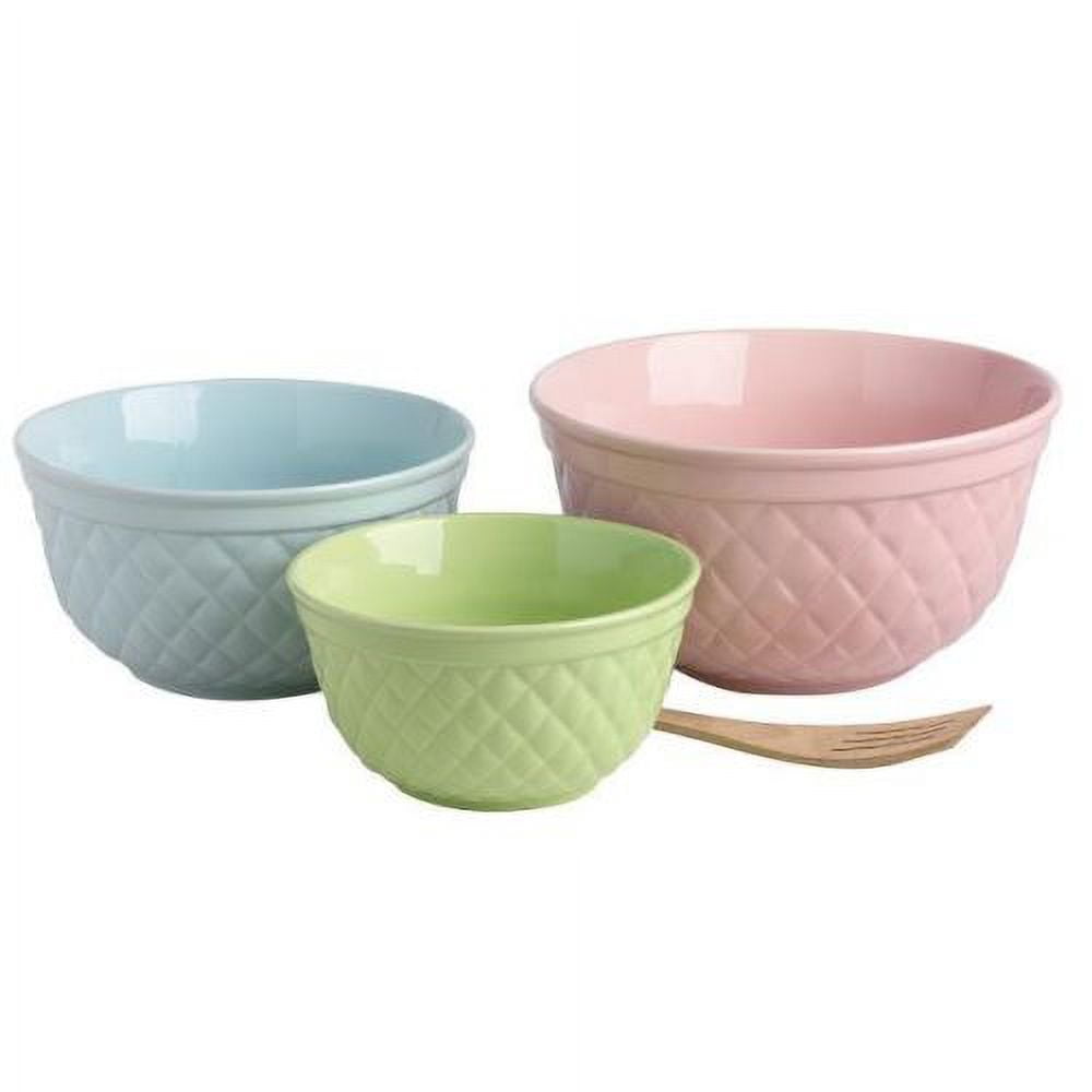 DII Quilted Pastels Stoneware Mixing Bowl, Set of 3