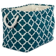 DII Polyester Bin Lattice Teal Rectangle Large