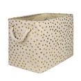 thumbnail image 1 of DII Polyester Storage Bin, Gold Metallic with Handles, Medium, Natural Off-White, 1 of 6