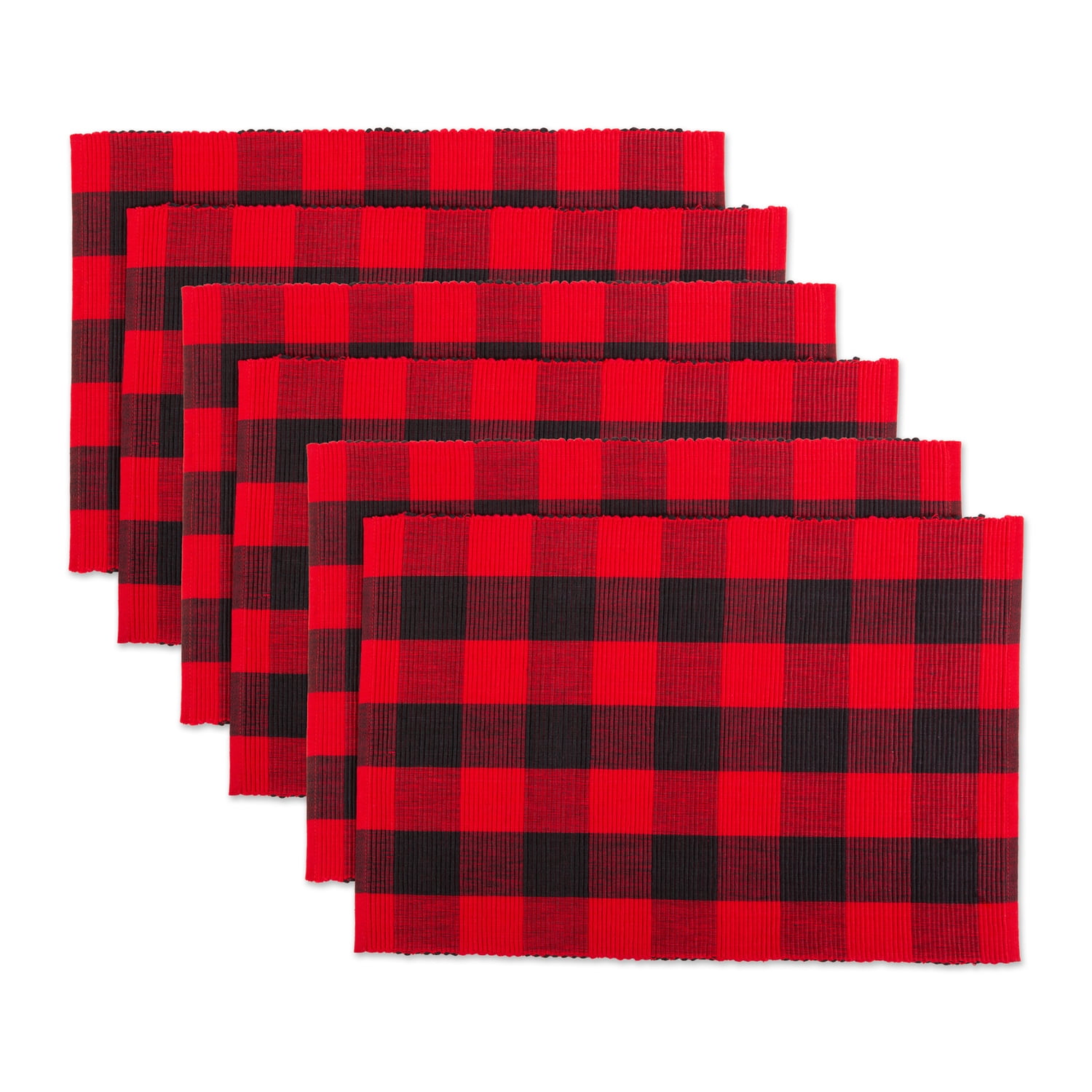Red and Black Buffalo Check Cotton Placemats Set of 6
