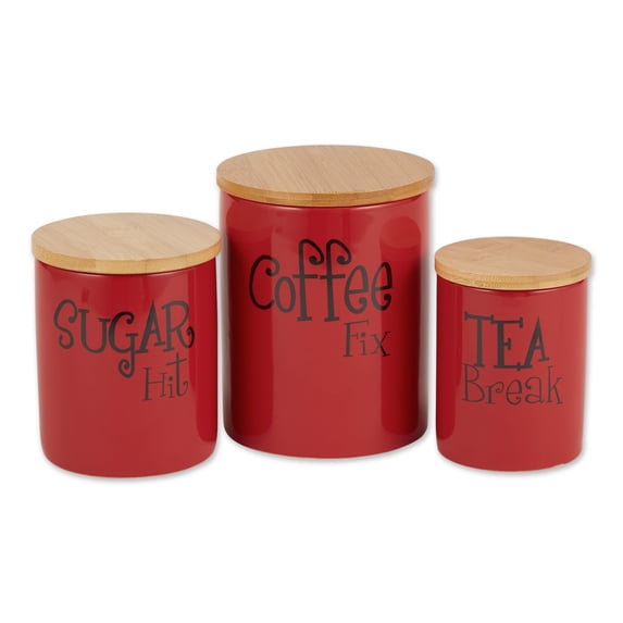 DII Red Coffee/Sugar/Tea Ceramic Canister (Set of 3)