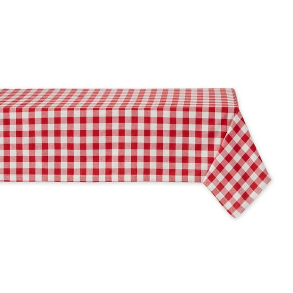 DII Red/White Checkers Tablecloth, 52"x52", 100% Cotton