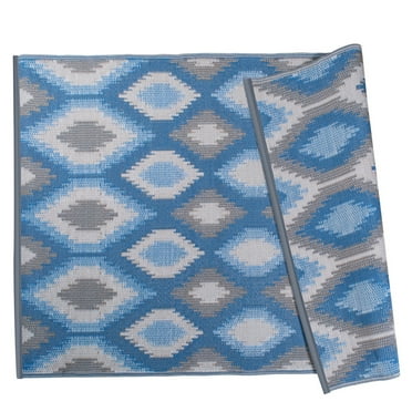 DII Reversible Indoor/Outdoor Ikat Woven Rug, 4x6', Blue