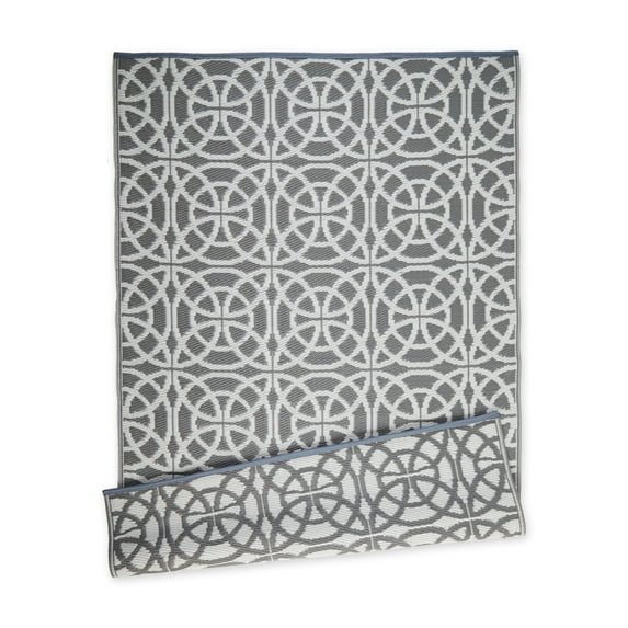 DII Reversible Indoor/Outdoor Infinity Circle Woven Rug,4 x 6', Gray