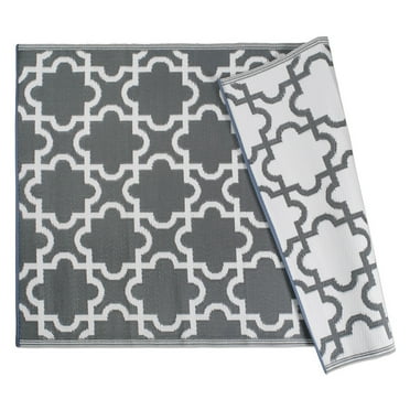 DII Reversible Indoor/Outdoor Lattice Woven Rug, 4x6 Ft, Gray