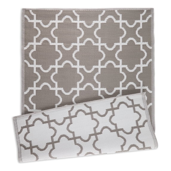 DII Reversible Indoor/Outdoor Lattice Woven Rug, 4x6 Ft, Stone