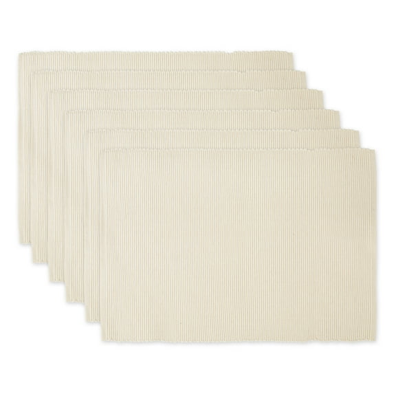 DII Ribbed Kitchen Placemat Set, Set of 6, 19"x13", 100% Cotton, Multiple Colors