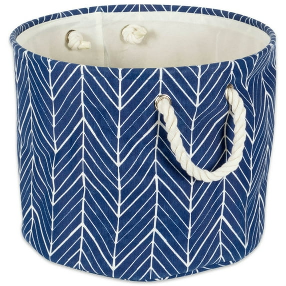 DII Round Herringbone Decorative Bin, Medium, 100% Polyester, Multiple Colors/Sizes