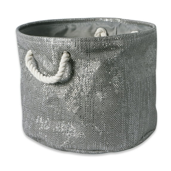 DII Round Lurex Decorative Bin, Medium, Woven Paper, Multiple Colors/Sizes