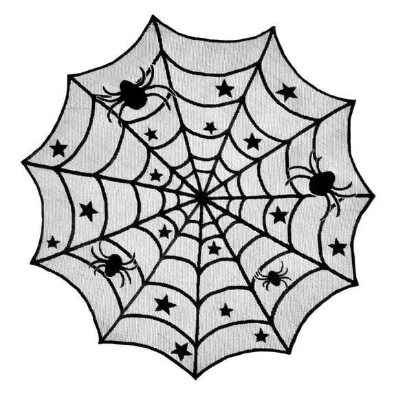 DII Round Modern Fabric Halloween Lace Table Topper in Multi-Color