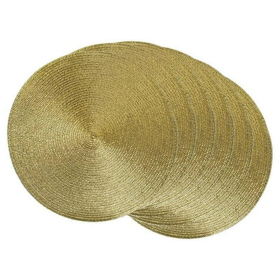 DII Round Modern Polypropylene Woven Placemat in Metallic Gold (Set of 6)