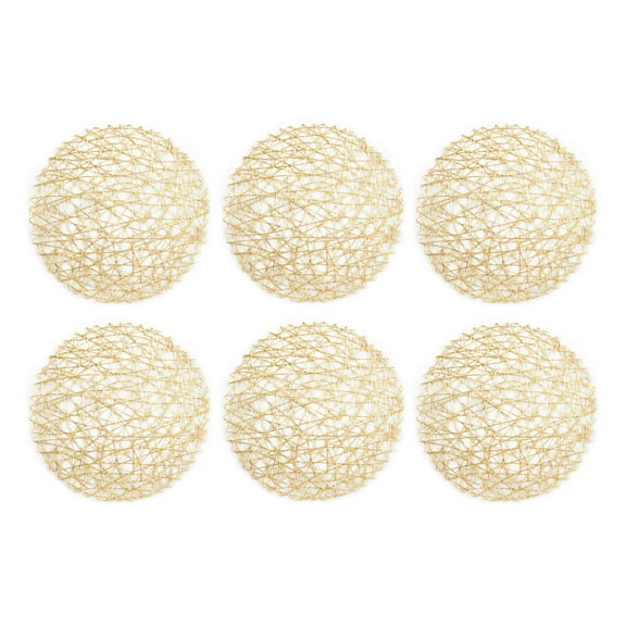 DII Round Modern Style Woven Paper Placemat in Gold Finish (Set of 6)