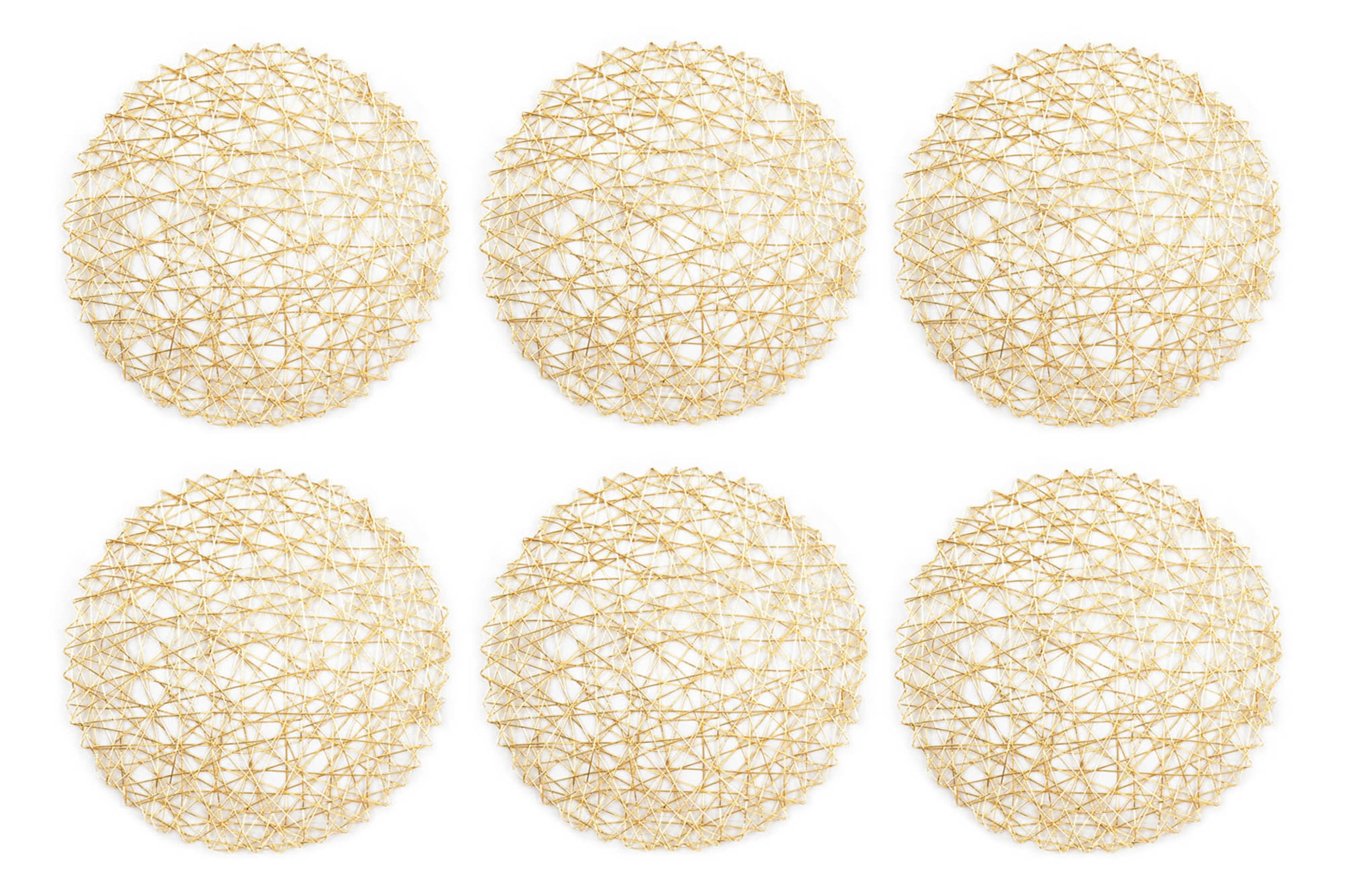 Gold Woven Paper Round Placemat (Set of 6)