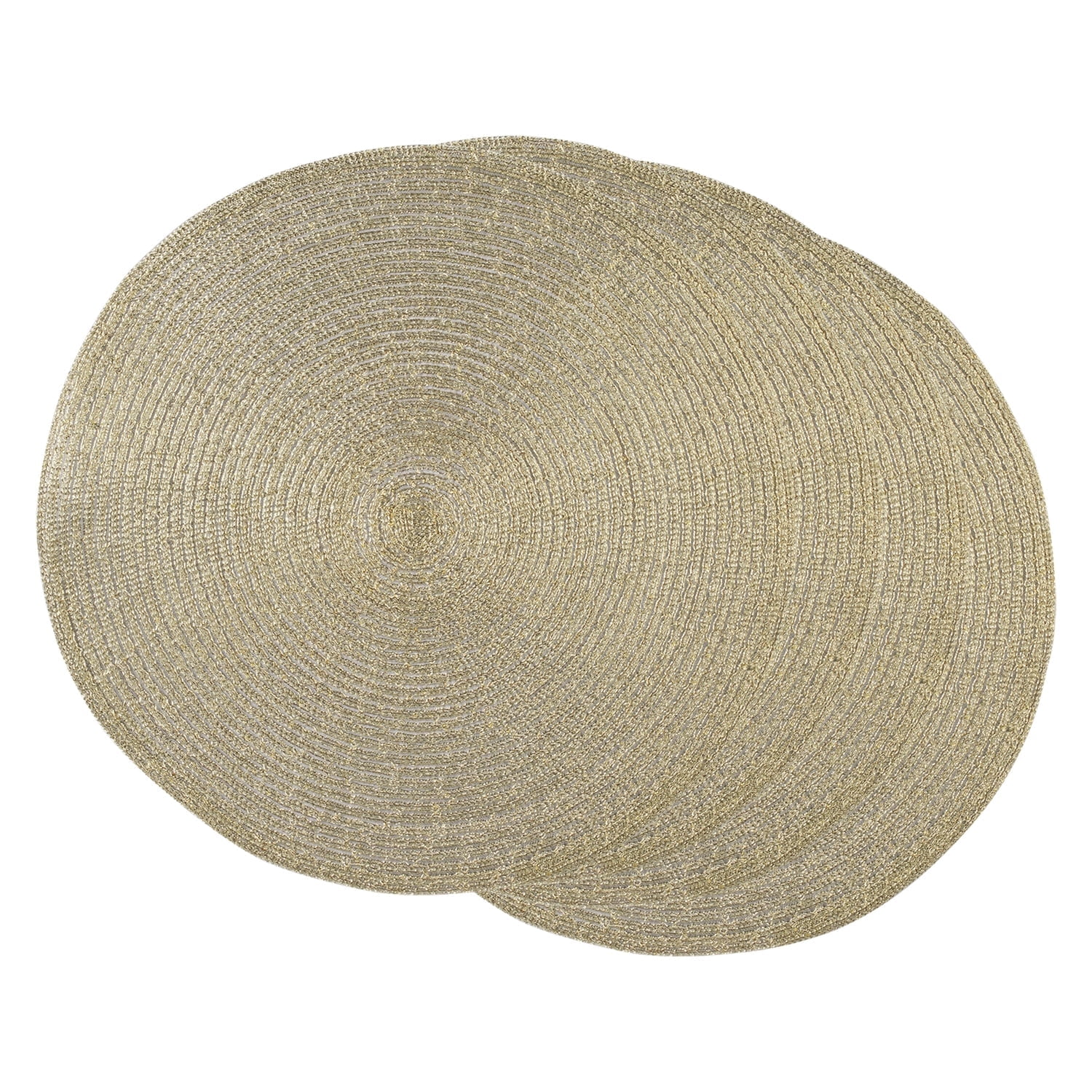 Gold Round Woven Polypropylene Placemats, Set of Four