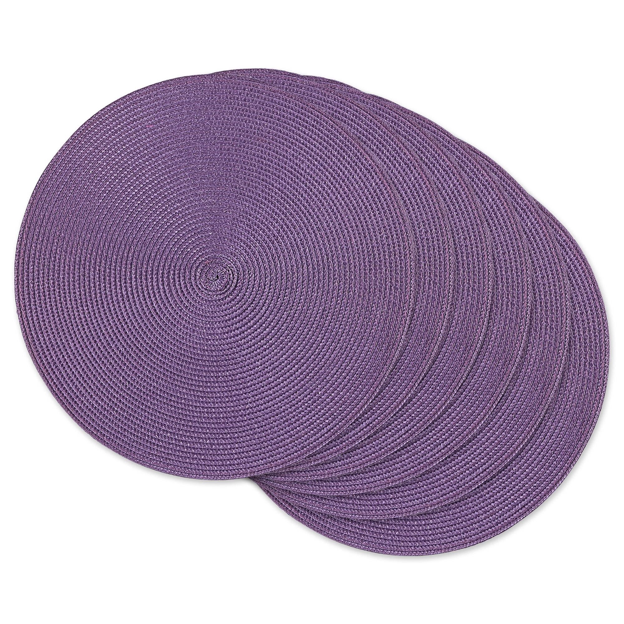 Eggplant Round Polypropylene Woven Placemats Set of 6