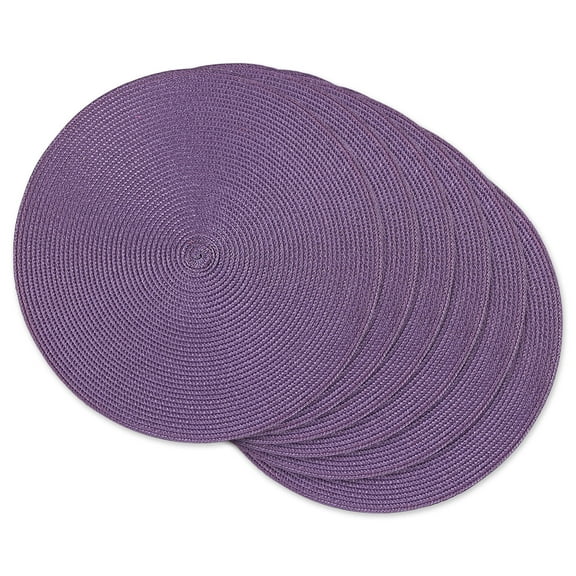 DII Round Woven Kitchen Placemat Set, Set of 6, 15" Diameter, 100% Polyethylene, Multiple Colors/Set Sizes