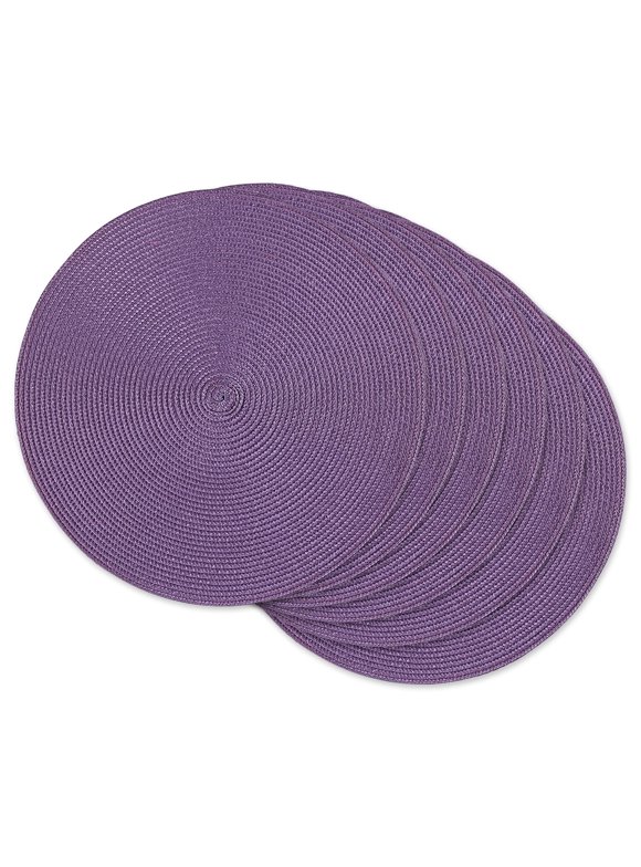 DII Round Woven Kitchen Placemat Set, Set of 6, 15" Diameter, 100% Polyethylene, Multiple Colors/Set Sizes