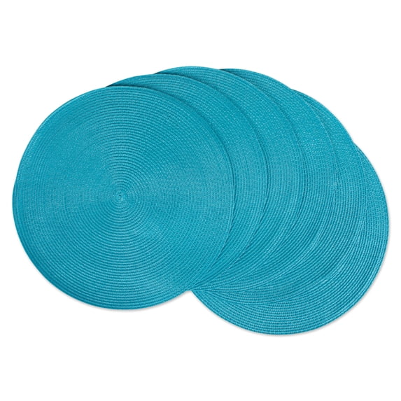 DII Round Woven Kitchen Placemat Set, Set of 6, 15" Diameter, 100% Polyethylene, Multiple Colors/Set Sizes