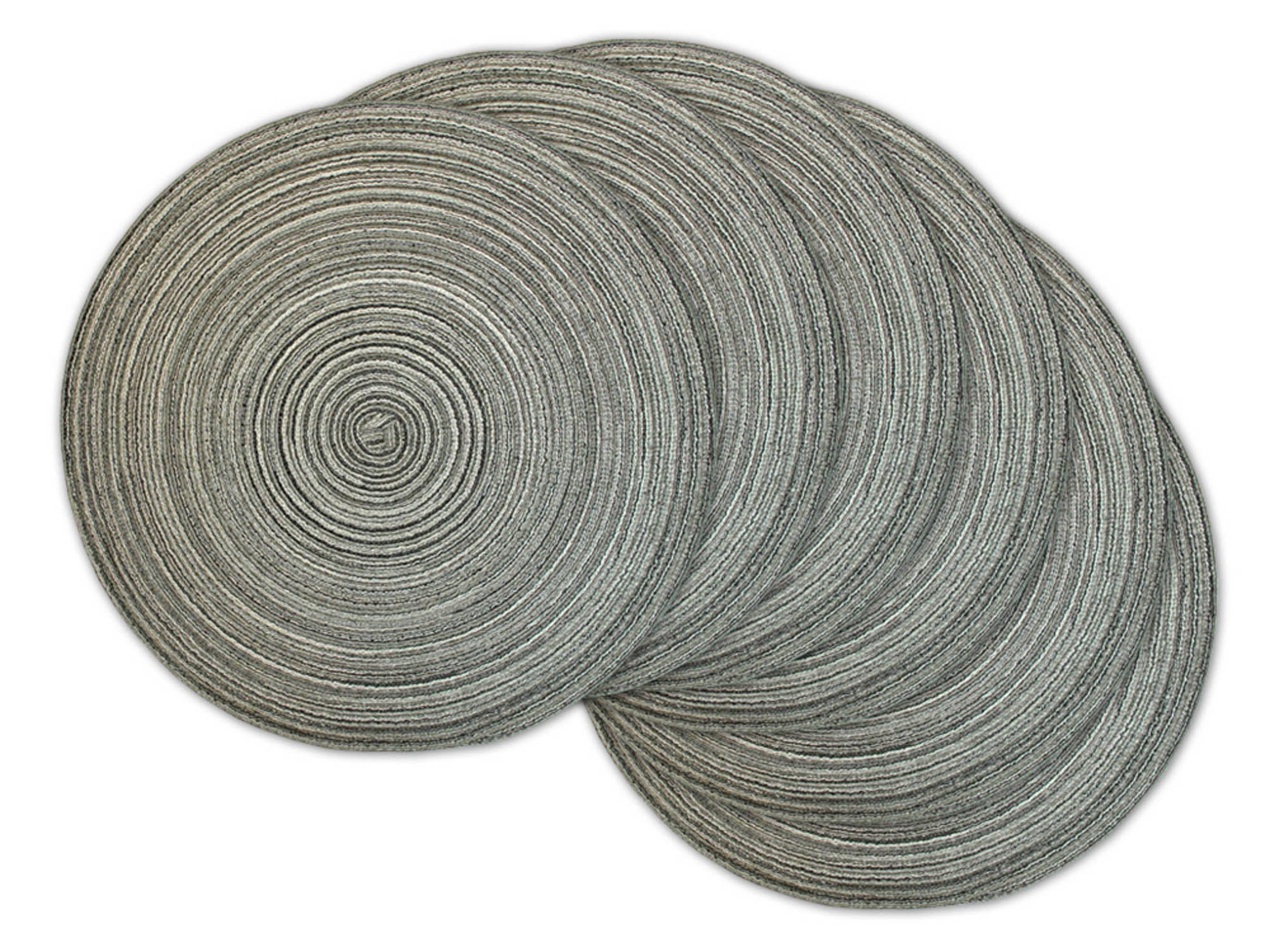 Black Round Variegated Woven Polypropylene Placemats, Set of 6