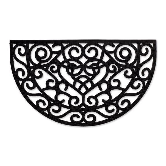 DII Rubber Doormats Collection All Weather, 18x30", Heart Scroll