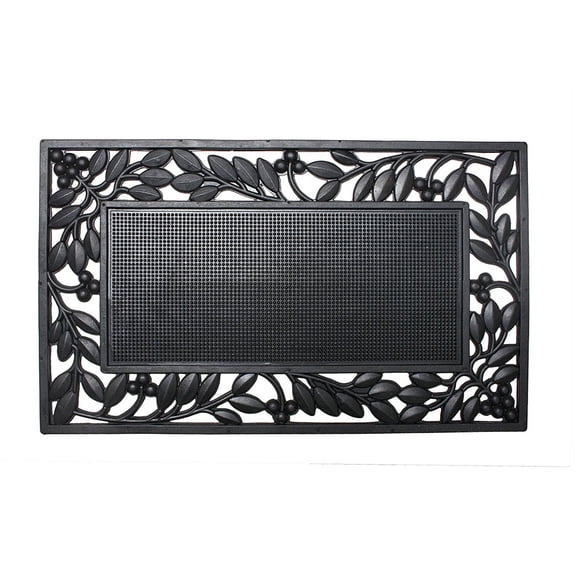 DII Rubber Doormats Collection All Weather, 18x30", Leaf Border