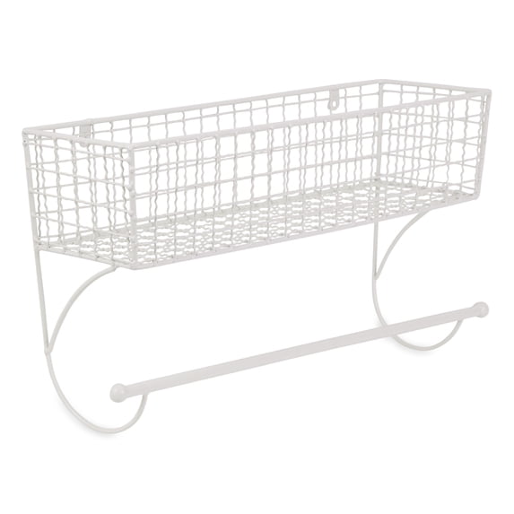 DII Rustic Farmhouse Bathroom Decor, Metal Storage, Large Towel Bar, Antique White