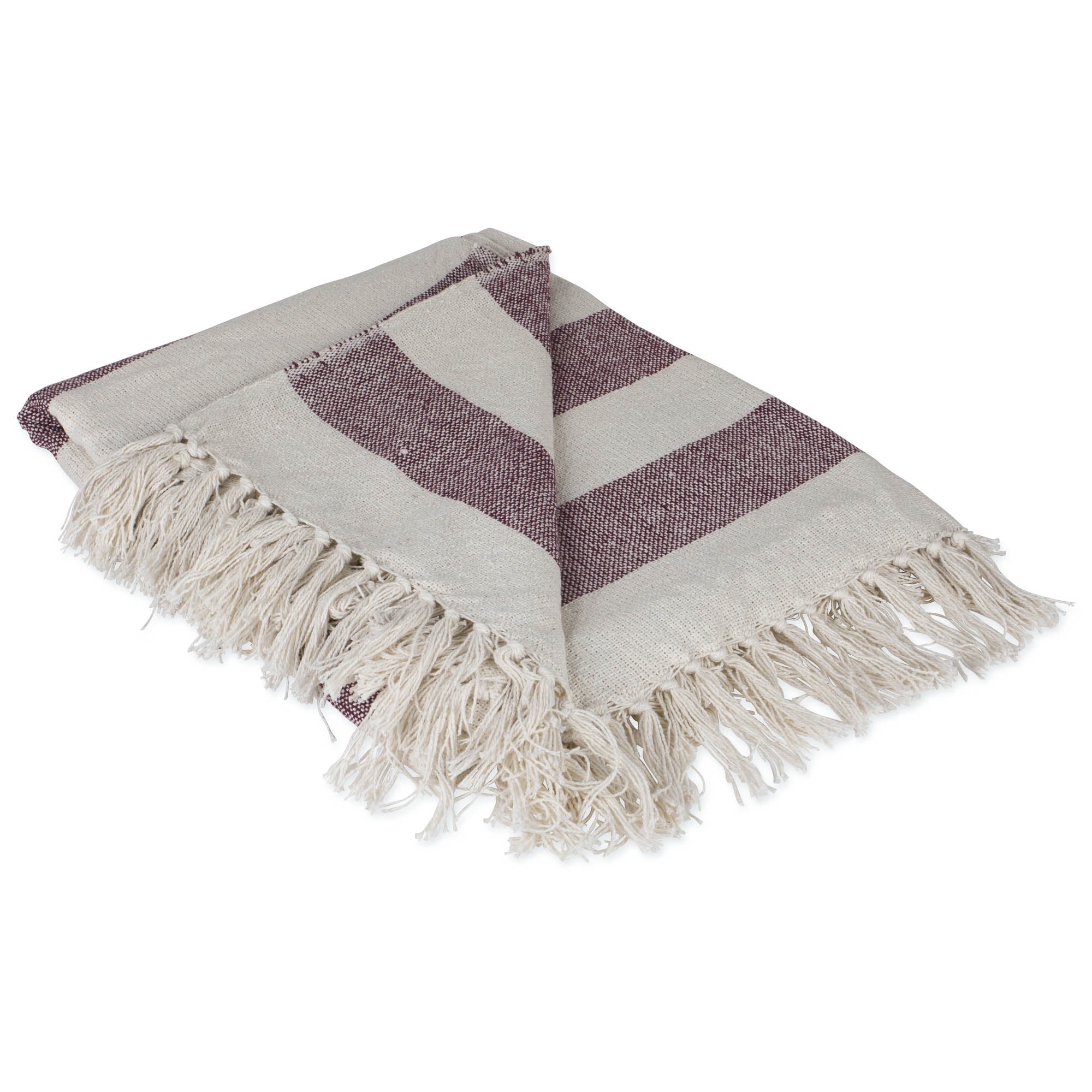 DII Rustic Farmhouse Cotton Cabana Striped Throw Blanket Blackberry