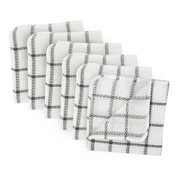DII Scrubber Dish Cloths Collection Windowpane, 12x12, Gray 6 Count