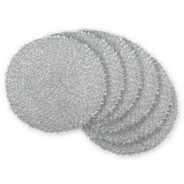 DII Silver Round Polypropylene Woven Tinsel Placemat (Set of 6)