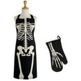 thumbnail image 1 of DII Skeleton Print Apron & Oven Mitt Kitchen Set, 1 of 3