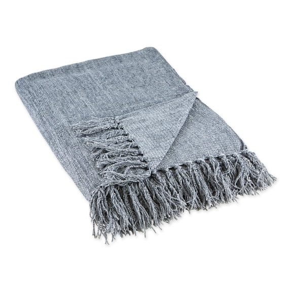 Contemporary Home Living Denim Blue Soft Rectangular Chenille Polyester Decorative Throw 50" x 60"