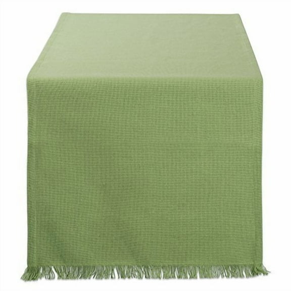 DII Solid Bright Green Heavyweight Fringed Table Runner