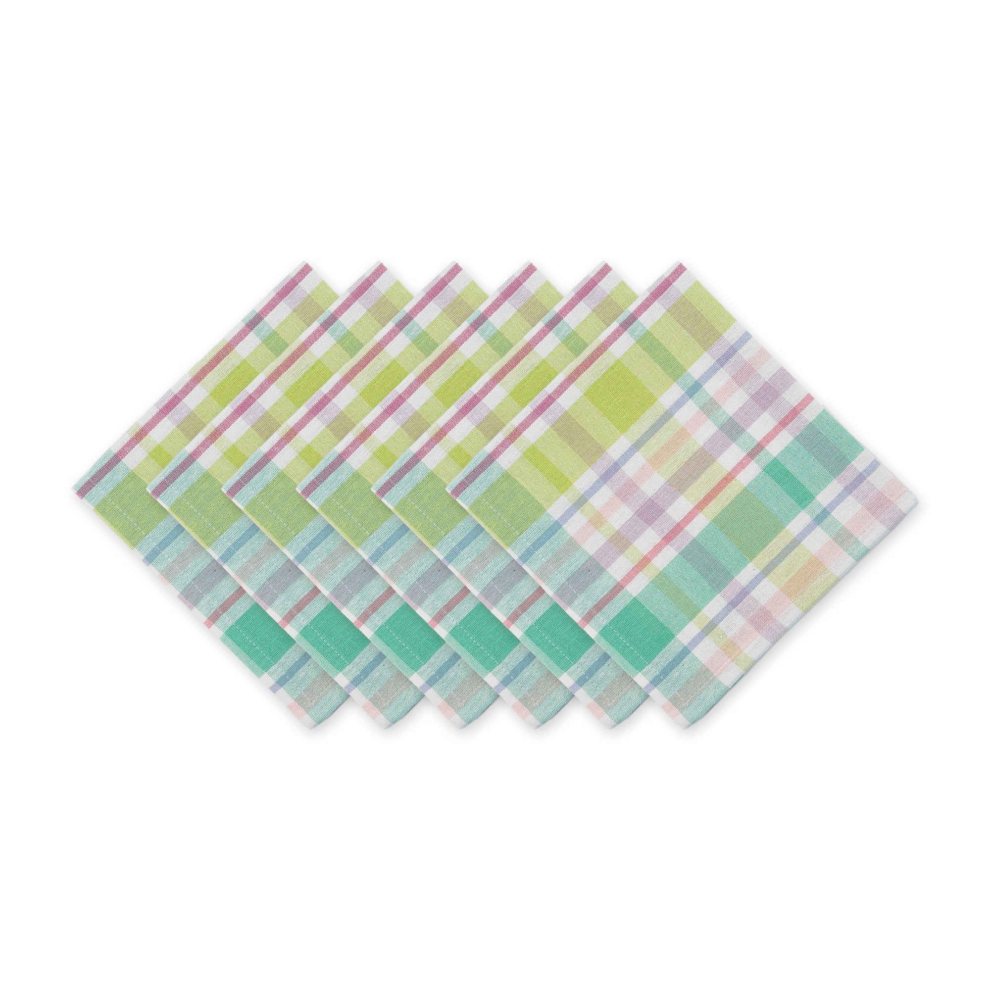 Spring Plaid 20x20 Cotton Napkin Set of 6