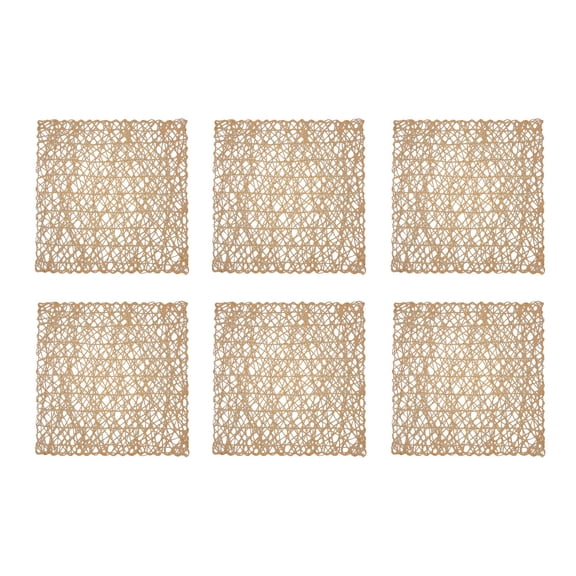 DII Square Modern Style Woven Paper Placemat in Beige (Set of 6)