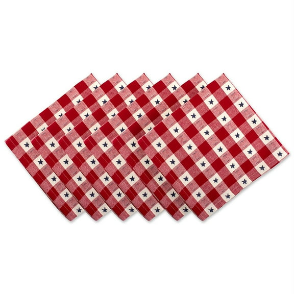 DII Star Check Kitchen Napkin Set , Set of 6, 20" x 20", 100% Cotton