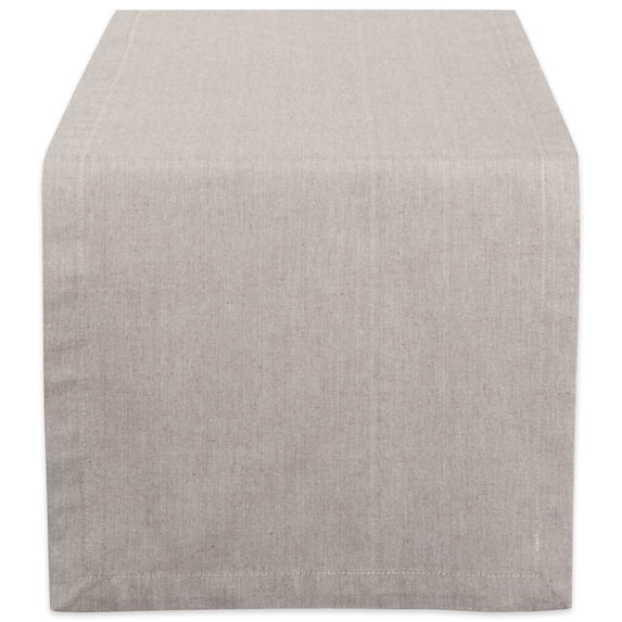 DII Stone Brown Solid Chambray Table Runner, 108"x14", 100% Cotton