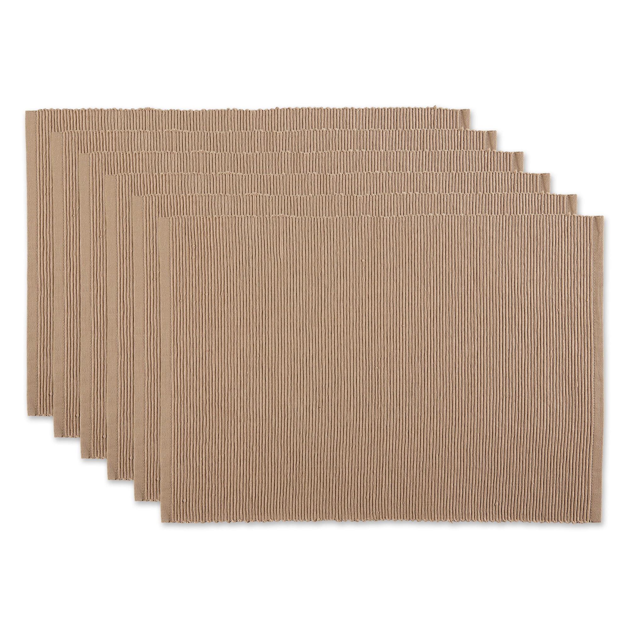 Rustic Brown Cotton Ribbed Rectangular Placemat Set of 6