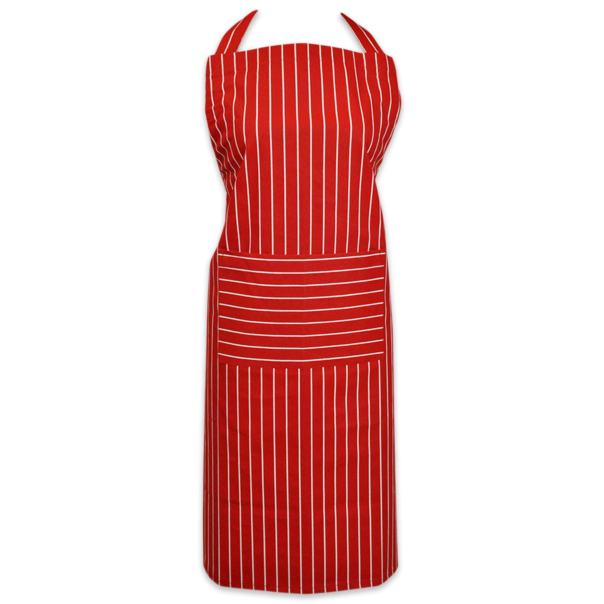 Red and White Striped Cotton Chef Apron