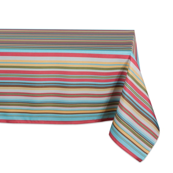 DII Summer Stripe Outdoor Tablecloth, 60x120", 100% Polyester