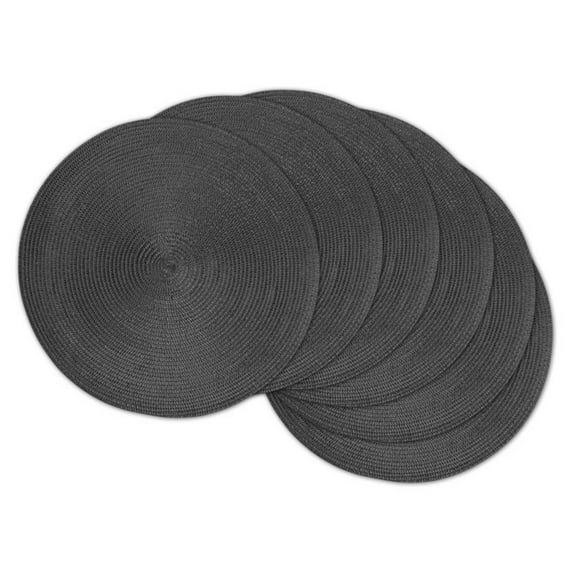 DII Tango Red Round Polypropylene Woven Placemat (Set of 6)-Color:Metallic Black,Quantity:Set of 6,Shape:Round