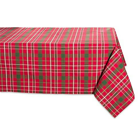 DII Tartan Holly Plaid Tablecloth, 52"x52", 100% Cotton