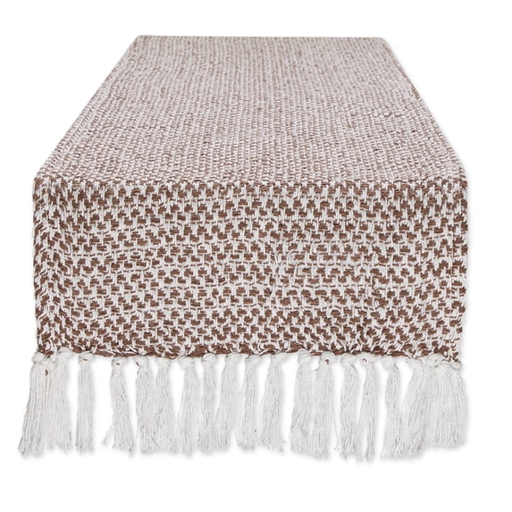 DII Textured Cotton Table Runner, Bark Brown, 15"W x 108"L