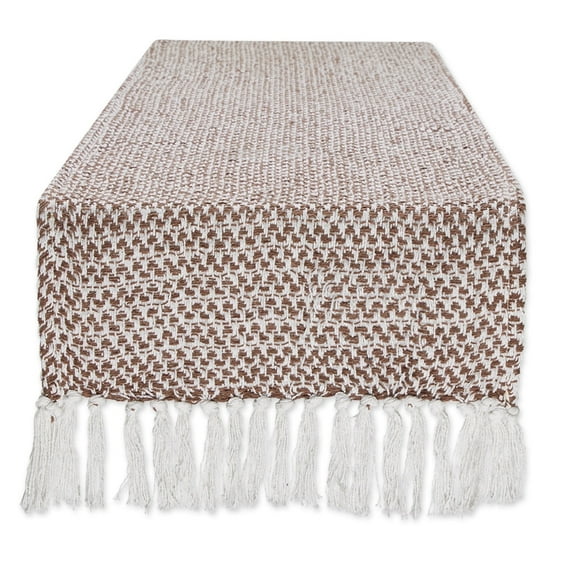 DII Textured Cotton Table Runner, Bark Brown, 15"W x 72"L