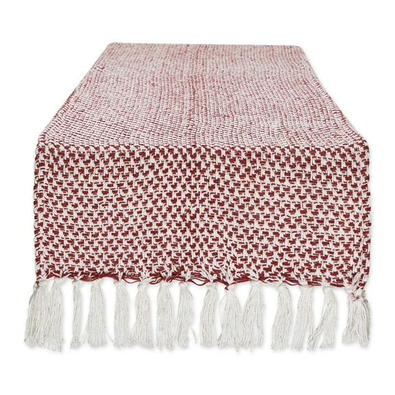 DII Textured Cotton Table Runner, Barn Red, 15"W x 108"L