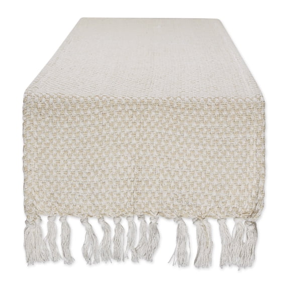 DII Textured Cotton Table Runner, Natural, 15"W x 108"L