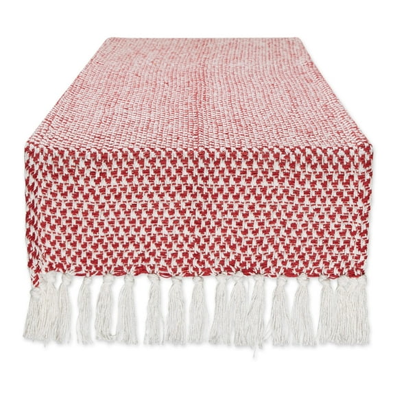 DII Textured Cotton Table Runner, Tango Red, 15"W x 108"L