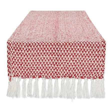 DII Textured Cotton Table Runner, Tango Red, 15"W x 72"L