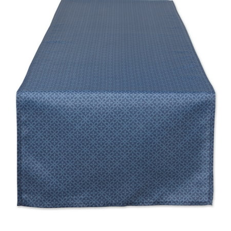 DII French Blue Tonal Lattice Print Outdoor Table Runner 14x72"